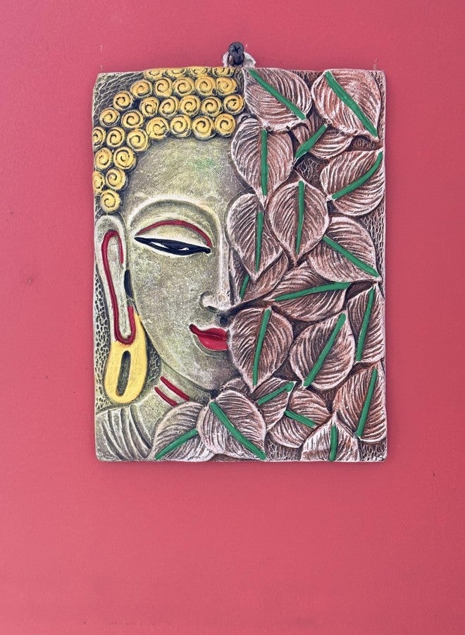 FernHaus Handmade Terracotta Clay Buddha Wall Hanging, Multicolour, 8.5 Inches Height 6 Inches Length | Buddha Wall Decor For Living Room- 3D Wall decoration-Office Decoration item-Colour as per availability - Image 5